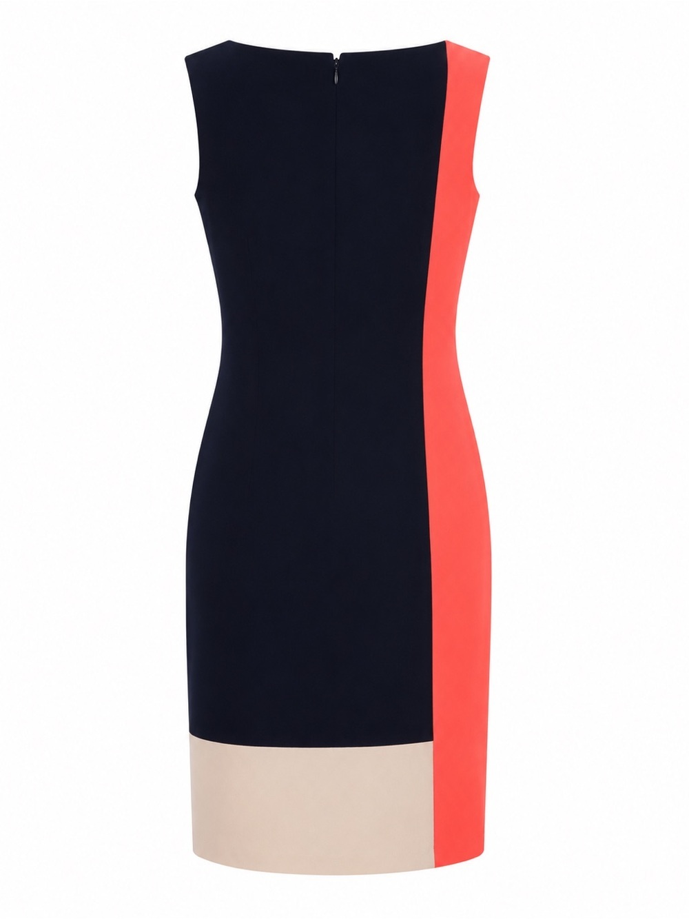 Lauren Ralph Lauren Navy Colorblock Midi Dress with Coral and Cream - Picture 2 of 2